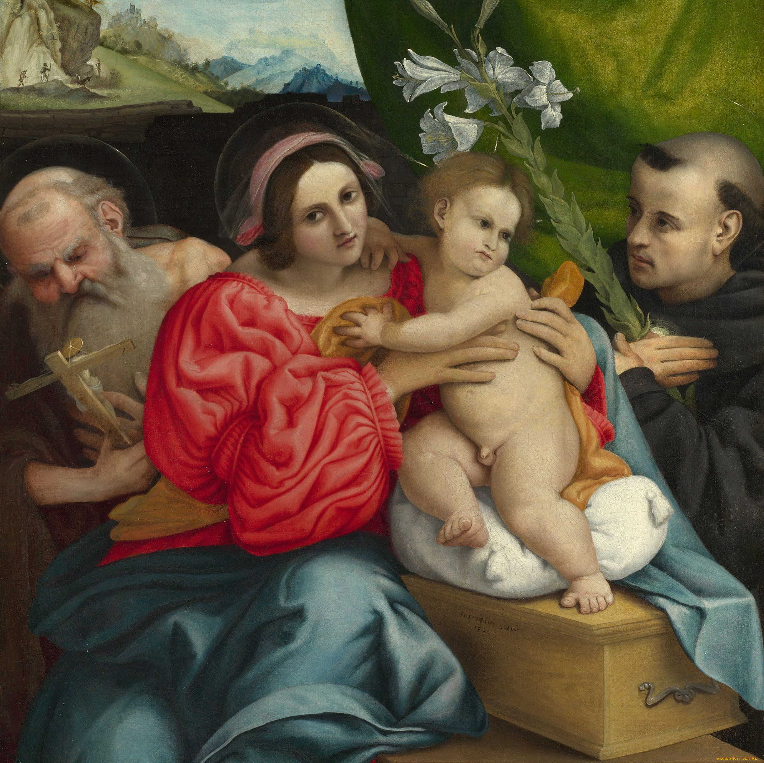 lorenzo, lotto, the, virgin, and, child, with, saints, jerome, nicholas, of, tolentino, 
